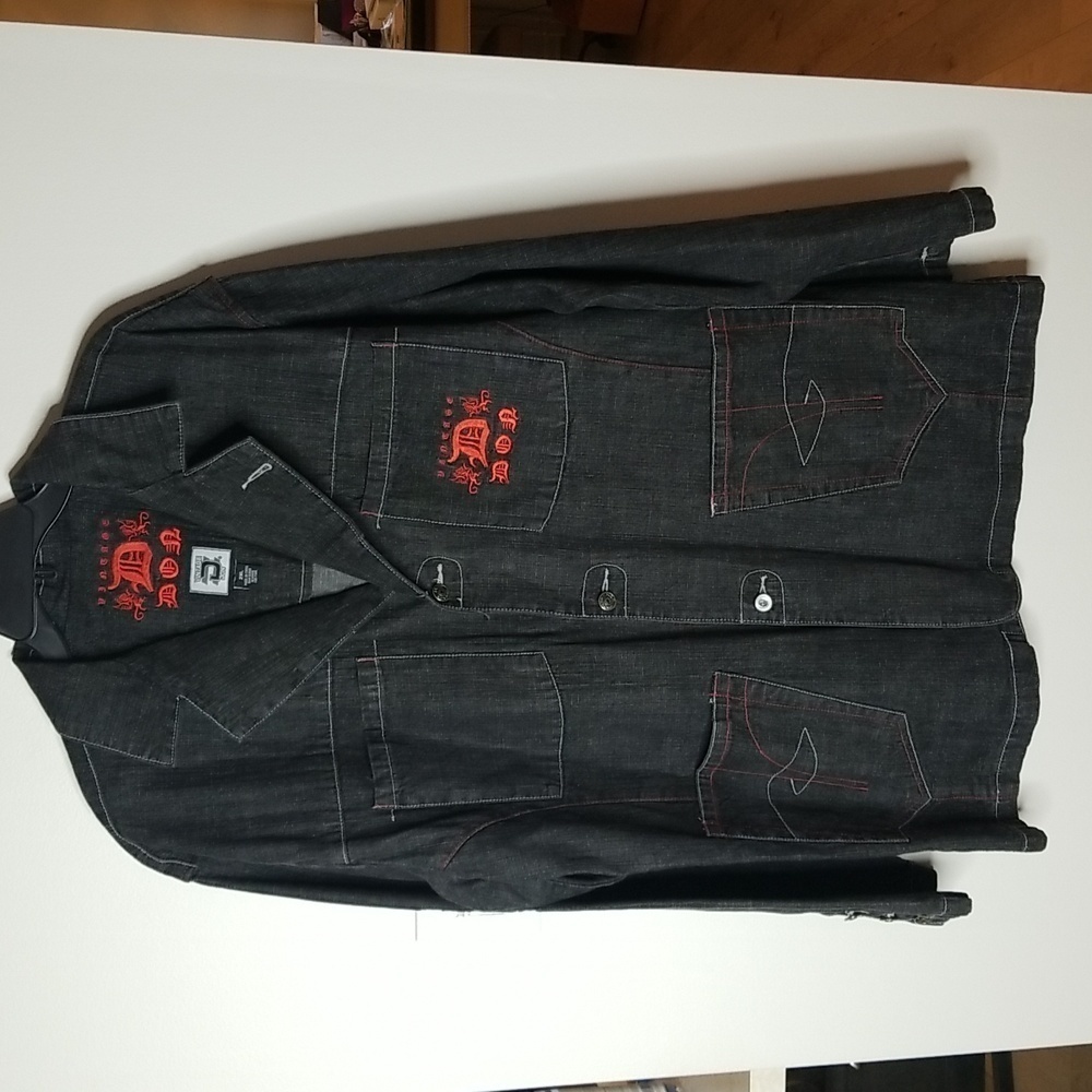 Vintage Don Mens Embroidered blue jean coat